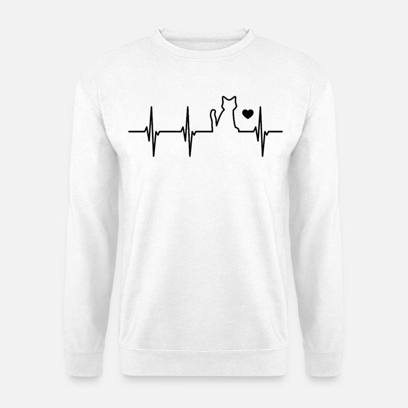 Katze Herzschlag - Unisex Pullover - Weiß