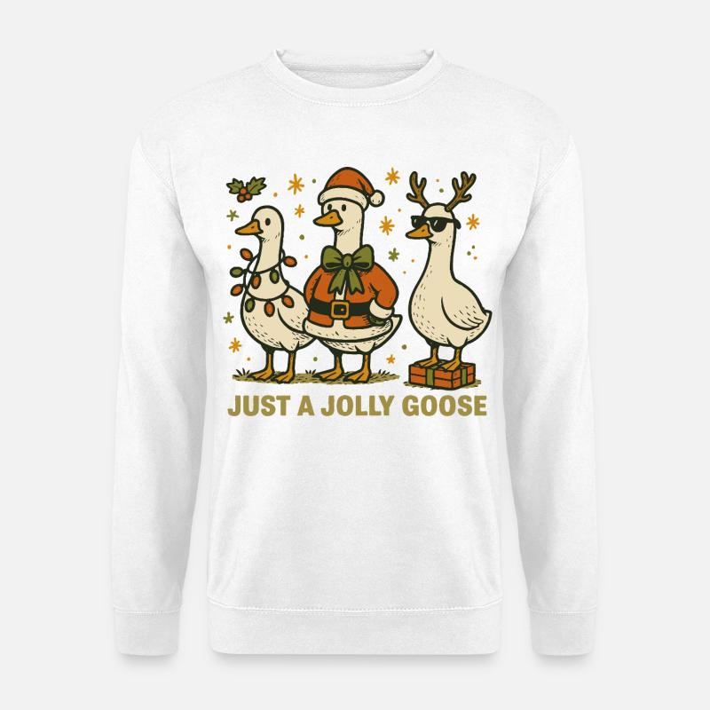 Weihnachten nur eine lustige Gans Lustig - Unisex Pullover - Weiß