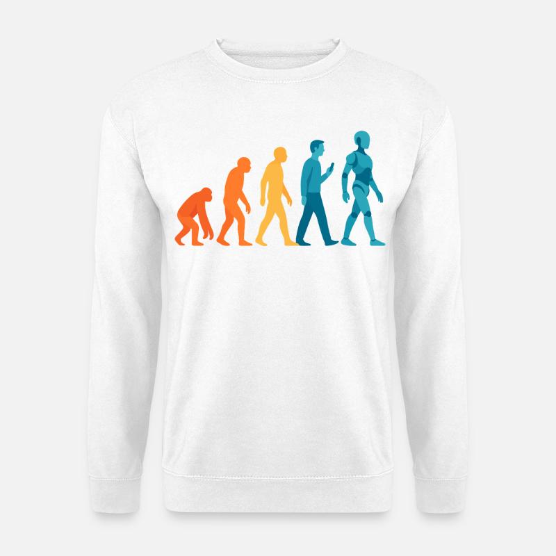 Evolution to Robot Outline - Unisex Sweatshirt - white