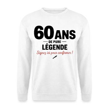 60 Years of Pure Legend Funny Birthday Gift - Unisex Sweatshirt - white - Front