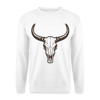 Stierkopf Schädel mit Hörnern - Western Stil - Unisex Pullover - Weiß - Vorne