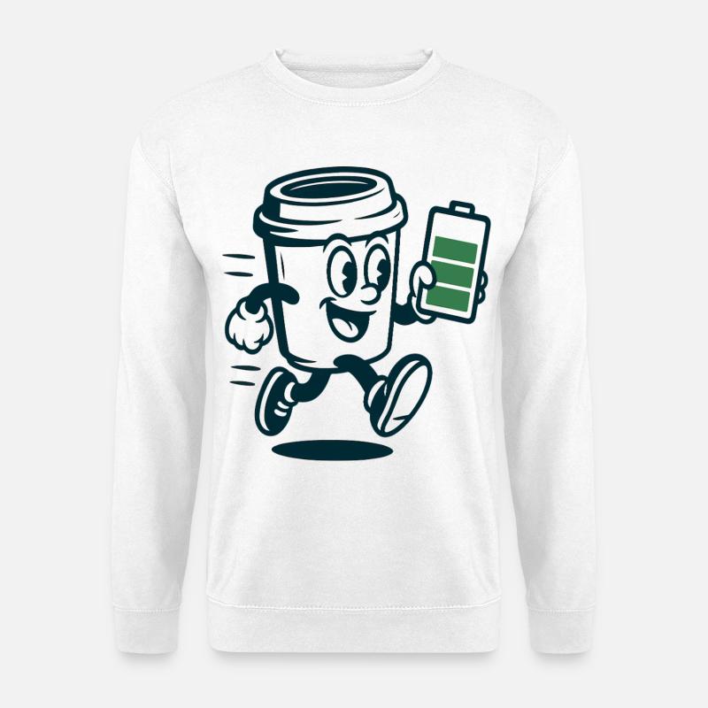 Caffeinated Battery Buddy - Unisex Sweatshirt - white