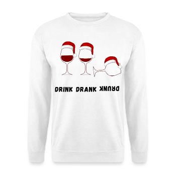 Drink Drank Drunk – Ugly Christmas Sweater Style - Unisex Pullover - Weiß - Vorne