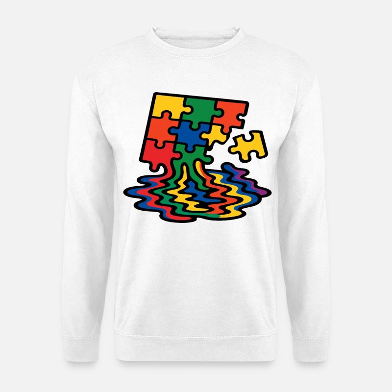 Regenbogen Puzzle Baum Splash - Unisex Pullover - Weiß