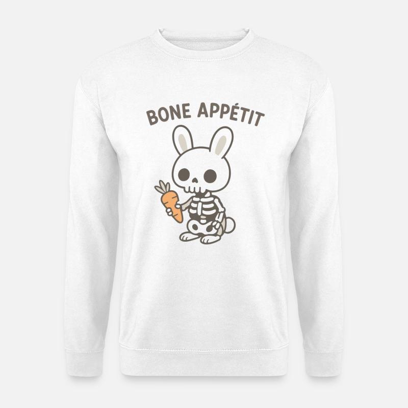 Knochen Appetit Skelett Hase - Unisex Pullover - Weiß