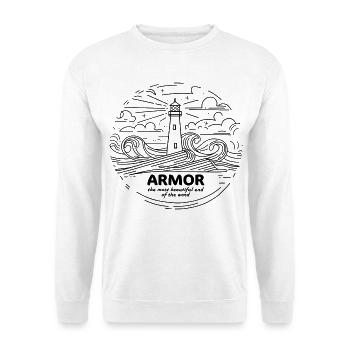 Armor Bretagne Côtes Schönster Ort der Welt - Unisex Pullover - Weiß - Vorne