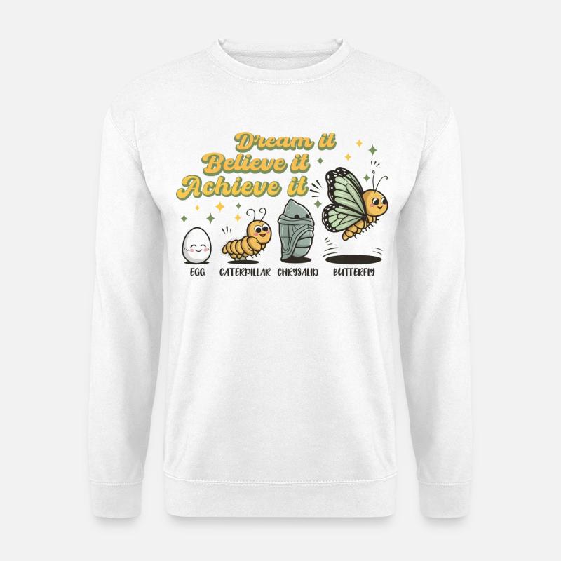 Chenille Schmetterling Schule Evolution Geschenk - Unisex Pullover - Weiß