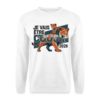 Bientôt Cousin 2026 Cadeau Annonce Naissance - Sweat-shirt Unisexe - blanc - Devant