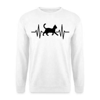 Battement de cœur de chat - conception minimale d’art au trait pour chat. - Sweat-shirt Unisexe - blanc - Devant