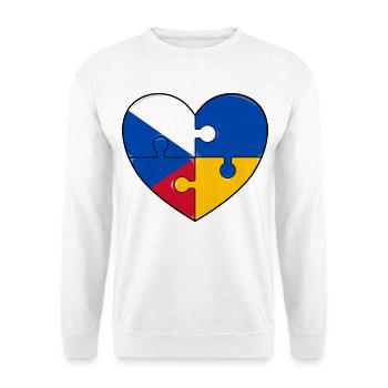 Czech Republic Ukraine Flag Puzzle Heart - Unisex Sweatshirt - white - Front