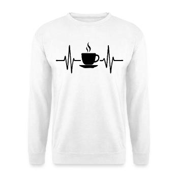Battement de cœur de café, conception artistique au trait minimal - Sweat-shirt Unisexe - blanc - Devant
