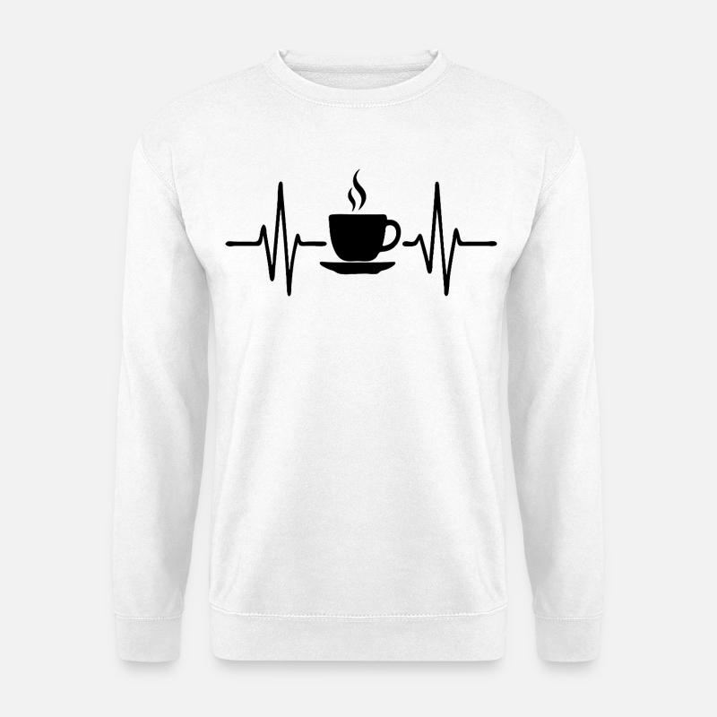 Coffee Heartbeat, Minimal Line Art Design - Unisex Sweatshirt - white