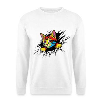Gothic Cat with Purple Eyes - Cute Kitten - Unisex Sweatshirt - white - Front