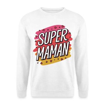 Super-Mama - Unisex Pullover - Weiß - Vorne - Alina (178cm) & Michal (187cm)