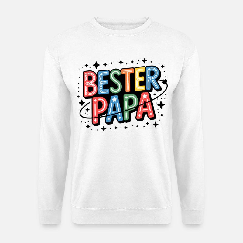 Bester Papa Neon Farbiges Design - Unisex Pullover - Weiß