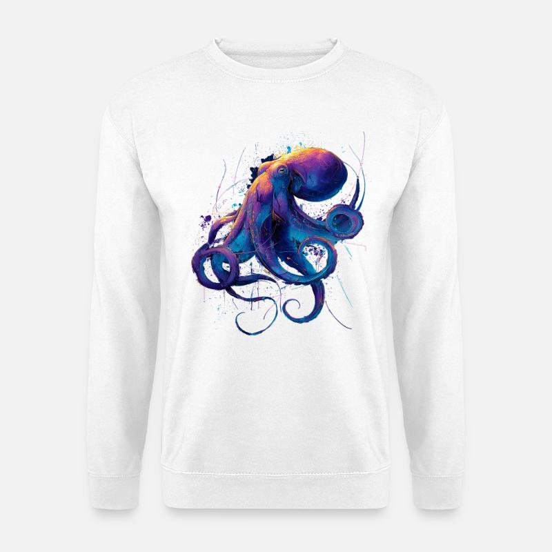 Neon Oktopus Splatter - Unisex Pullover - Weiß
