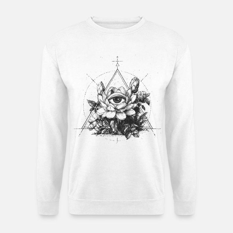 Auge im Dreieck Blütenzeichen - Unisex Pullover - Weiß