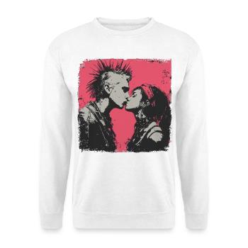 Punk Love – Kissing Moment in Rebel Style - Unisex Sweatshirt - white - Front