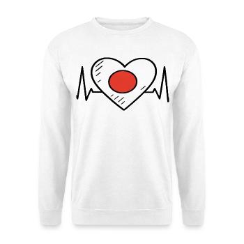 Japan Heartbeat Line Flag Love Travel Design - Unisex Sweatshirt - white - Front