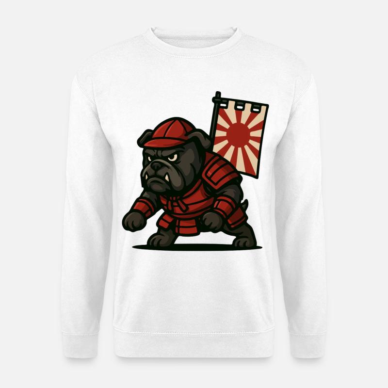 Bulldogge Samurai Rising - Unisex Pullover - Weiß