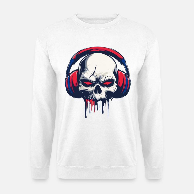 Headphone Skull – Für Musikfans mit dunklem Stil - Unisex Pullover - Weiß