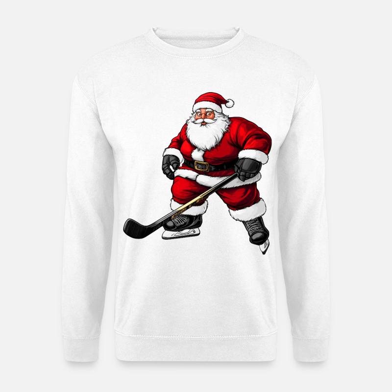 Eishockeyspieler Weihnachtsmann - Unisex Pullover - Weiß