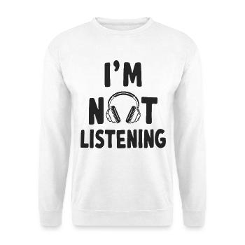 Je n’écoute pas de musique casque d’écoute - Sweat-shirt Unisexe - blanc - Devant