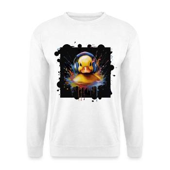 Music Rubber Duck - Motif d’animal amusant avec casque - Sweat-shirt Unisexe - blanc - Devant