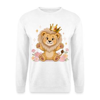 🦁 Lion with crown and flowers - Unisex Sweatshirt - white - Front