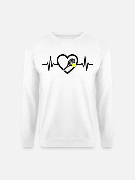 Tennis Herz Schläger Ball Sport Leidenschaft - Unisex Pullover - Weiß
