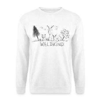 Waldkind Natur Sketch Kindergarten  - Unisex Pullover - Weiß - Vorne - Alina (178cm) & Michal (187cm)