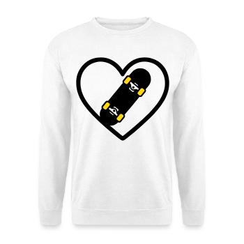 Skateboard Herz Sport Street Leidenschaft - Unisex Pullover - Weiß - Vorne