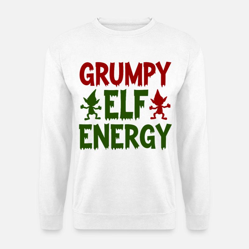 Grumpy Elf Energy Mürrischer Wichtel - Unisex Pullover - Weiß