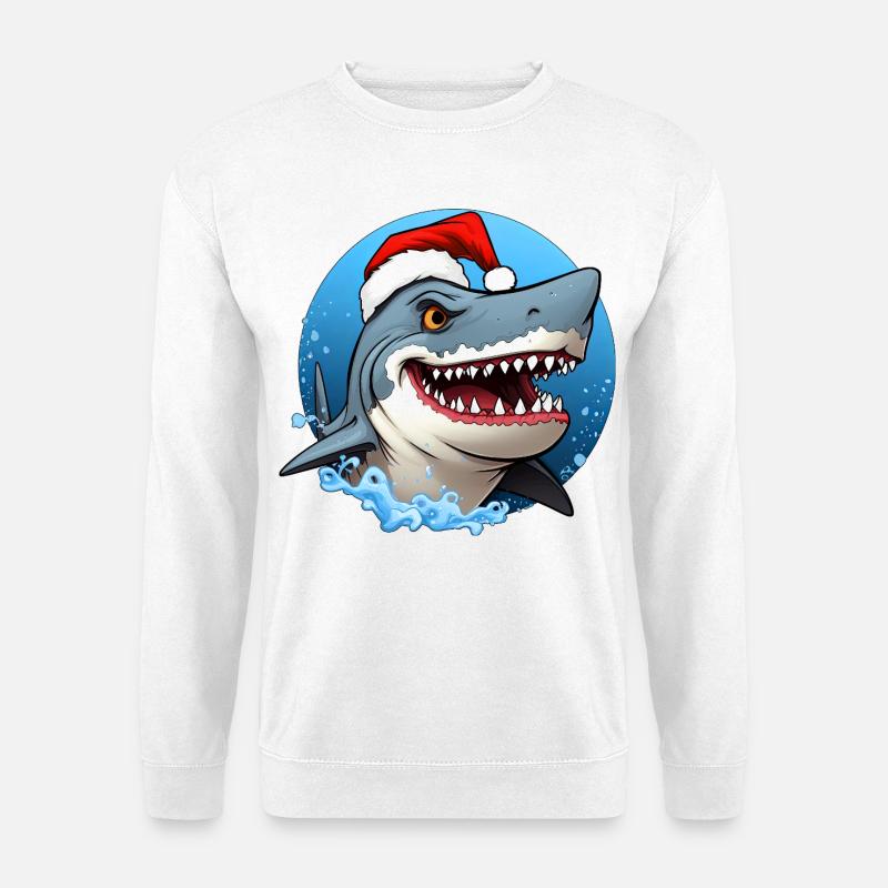 Weihnachtsmann Hai - Unisex Pullover - Weiß