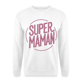 Super-Mama - Unisex Pullover - Weiß - Vorne - Alina (178cm) & Michal (187cm)