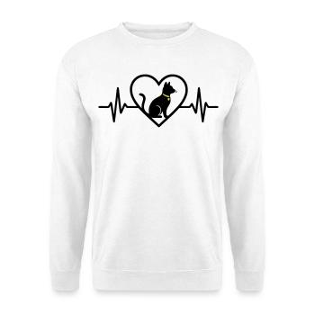 Katze Herz Silhouette Süß Pet Lover Geschenk - Unisex Pullover - Weiß - Vorne