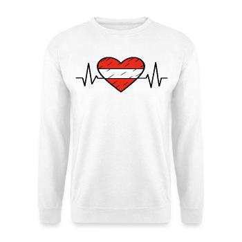 Austria Flag Heartbeat Line Austrian Pride Design - Unisex Sweatshirt - white - Front