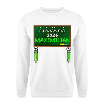 SCHULKIND 2026 MAXIMILIAN - Unisex Pullover - Weiß - Vorne - Alina (178cm) & Michal (187cm)