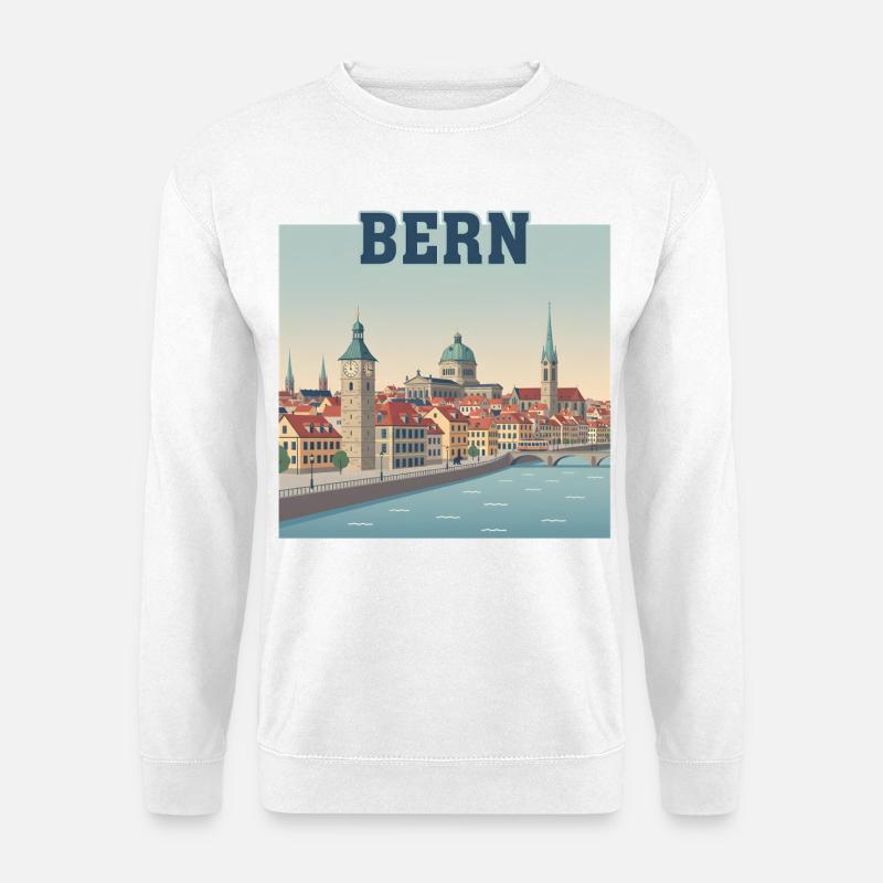 Bern Riverside-Stadtbild - Unisex Pullover - Weiß