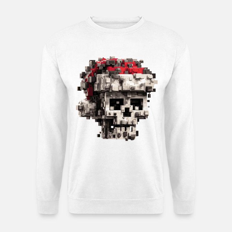 Pixel Skull with Santa Hat - Unisex Sweatshirt - white