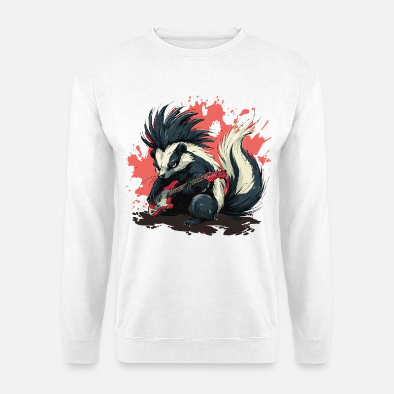 Punk Stinktier mit Bassgitarre - Unisex Pullover - Weiß