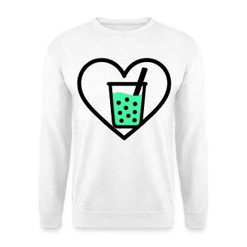 Bubble Tea Heart Boba Drink Sweet Trend - Unisex Pullover - Weiß - Vorne