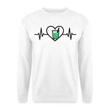 Bubble Tea Herz Boba Getränk Süß Trend - Unisex Pullover - Weiß - Vorne