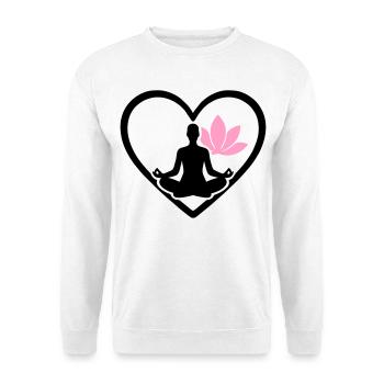 Damen Yoga Herz Silhouette Lotus Wellness - Unisex Pullover - Weiß - Vorne