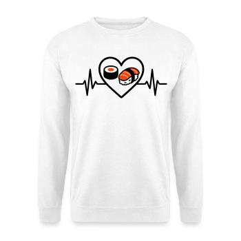 Sushi Herz Maki Lachs Japan Food Lover - Unisex Pullover - Weiß - Vorne
