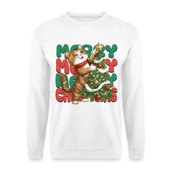 Cat Christmas Tree Christmas Xmas Cute Funny - Unisex Sweatshirt - white - Front