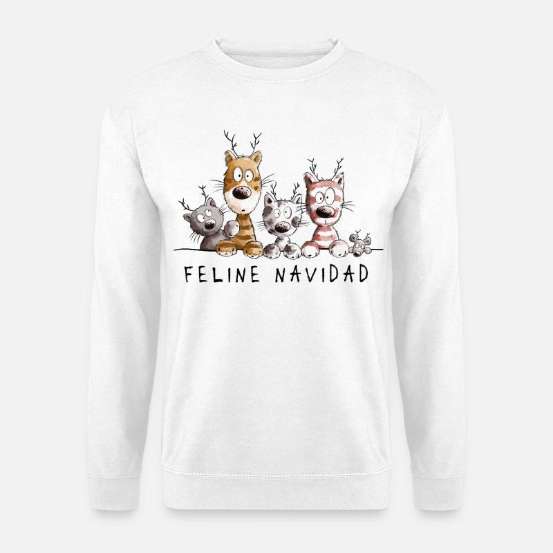 Feline Navidad Katzen Weihnachten - Unisex Pullover - Weiß
