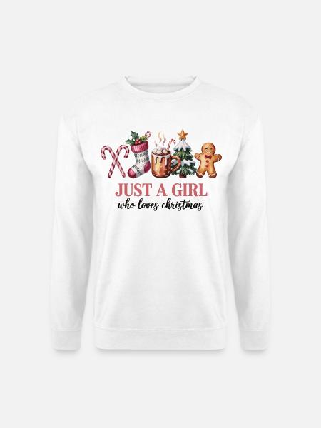 Bara en tjej som älskar julskjorta - Unisextröja - vit