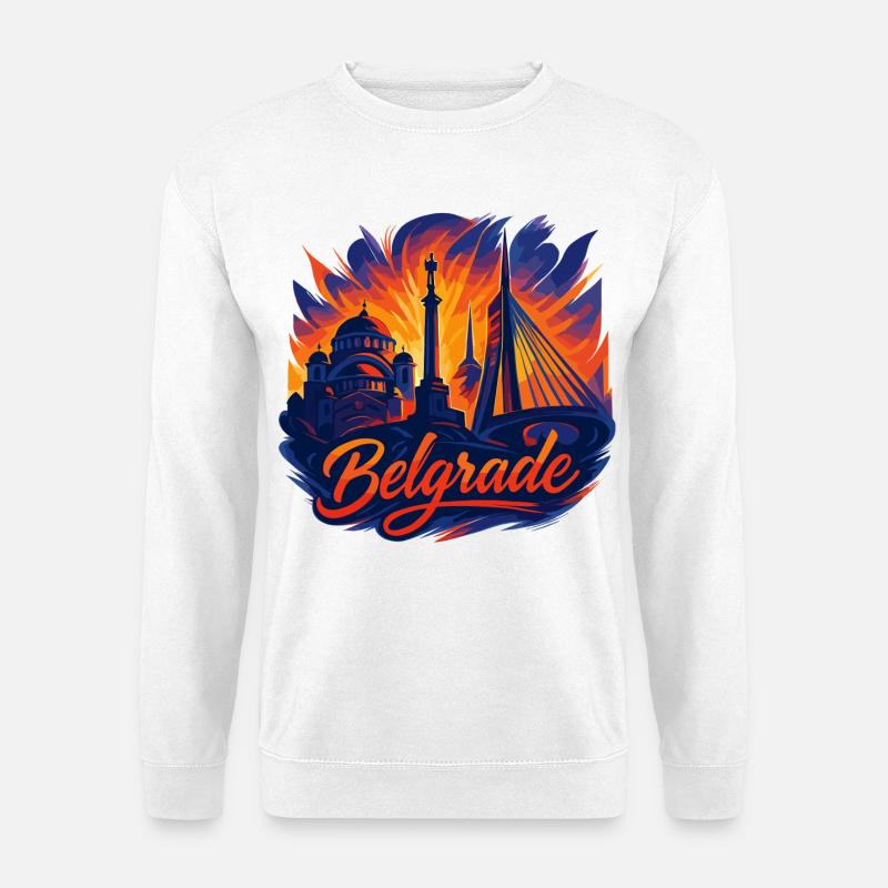 Belgrad Hauptstadt Serbien Silhouette Geschenk - Unisex Pullover - Weiß