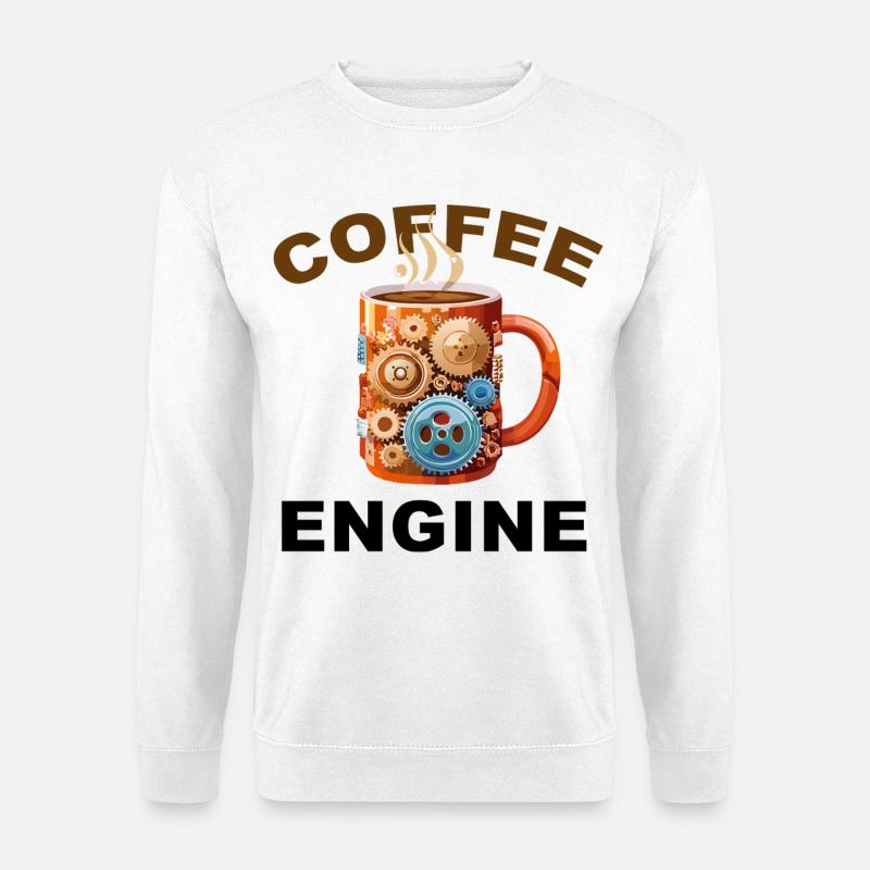 Coffee Engine - Lustiger Kaffee - Unisex Pullover - Weiß